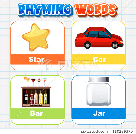 Rhyming Words Educational Illustration 118289379