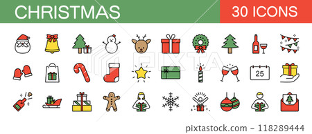 Christmas icon set color Christmas icon set color 118289444