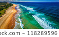aerial view of beautiful beach and sea with coconut palm tree 118289596