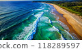 aerial view of sea and beach with waves 118289597