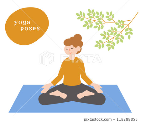 Illustration of a woman doing yoga and pilates poses Illustration of a woman doing yoga and pilates poses 118289853