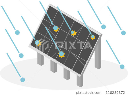 被冰雹攻擊的太陽能板等距圖像素材 被冰雹攻擊的太陽能板等距圖像素材 118289872