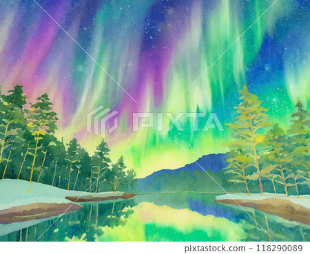 極光畫水彩 極光畫水彩 118290089