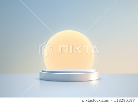 Elegant Minimalist 3D Circular Podium with Soft Lighting, Perfect for Product Display, Mockup, Showroom, and Showcase 118290197