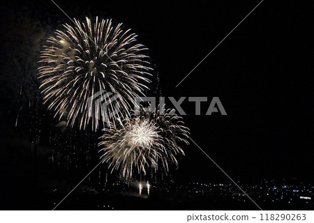 Fireworks blooming in the night sky Fireworks blooming in the night sky 118290263