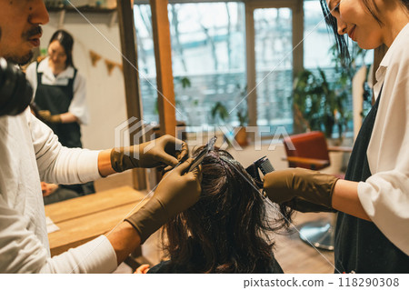 Hair colouring at the store 118290308