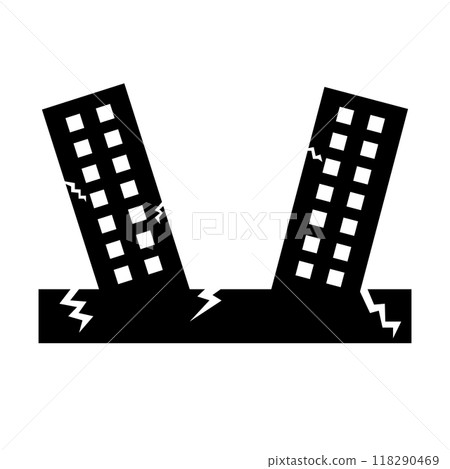 Earthquake and building damage silhouette 118290469
