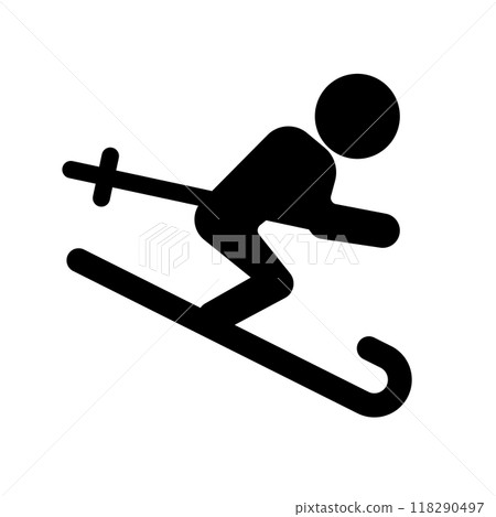 Ski silhouette pictogram Ski silhouette pictogram 118290497