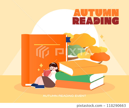 Autumn Reading, Text Hip Illustration 118290663