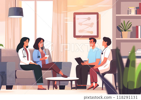 Man consulting  with doctors in a clinic 118291131