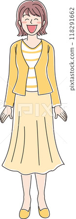 Young woman facial expression _ smiling face _ whole body 118291662