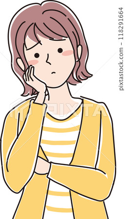Young woman facial expression_troubled facial expression_upper body 118291664