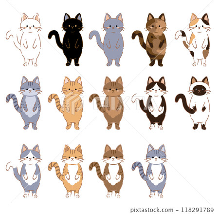 Cat pattern illustration set 118291789
