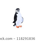 Chinstrap penguin. Watercolor style illustration. 118291836