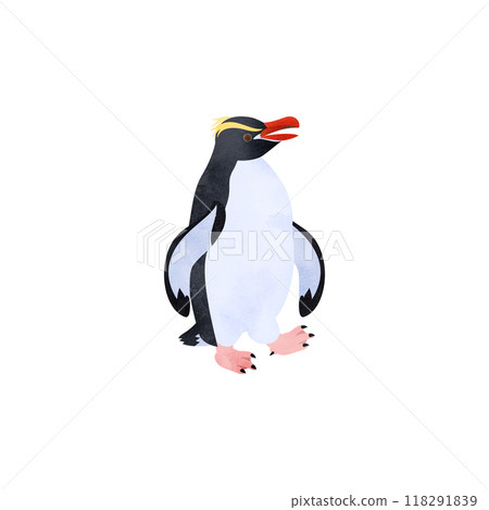 圈套企鵝水彩風格插圖。 圈套企鵝水彩風格插圖。 118291839