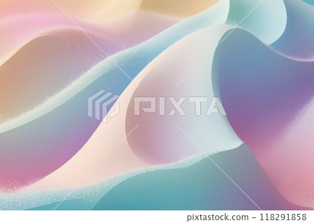 Soft pastel waves undulate gently in a serene gradient of colors, creating a calming abstract design for digital backgrounds 118291858