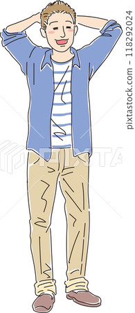 Young man_carefree face_whole body 118292024