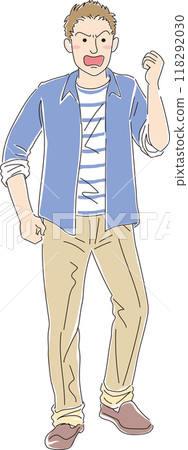 年輕人_憤怒的臉_全身 118292030