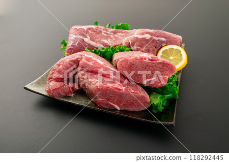 Pork tenderloin on a plate Pork tenderloin on a plate 118292445