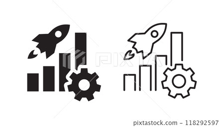 Startup icons on white background. Vector illustration. 118292597