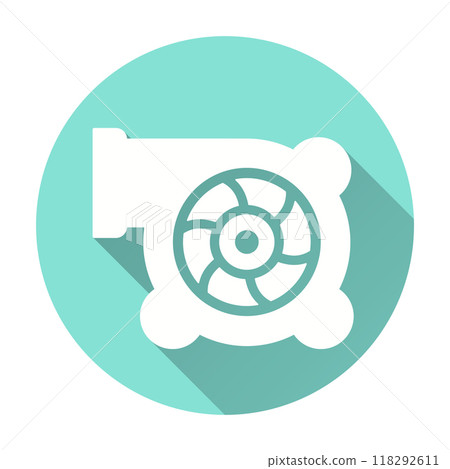 Turbocharger flat icon with long shadow for graphic and web design. 118292611