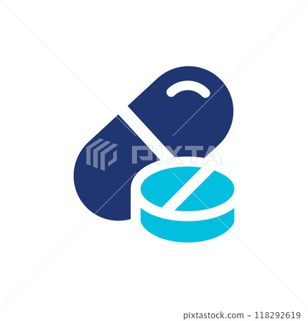 Pills icon in solid style. Vector illustration. 118292619
