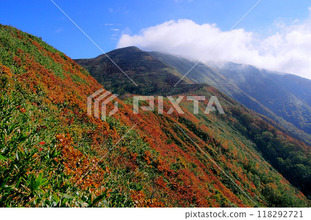 Mt. Hirashira in mid-autumn, with its ridge covered in frost Mt. Hirashira in mid-autumn, with its ridge covered in frost 118292721