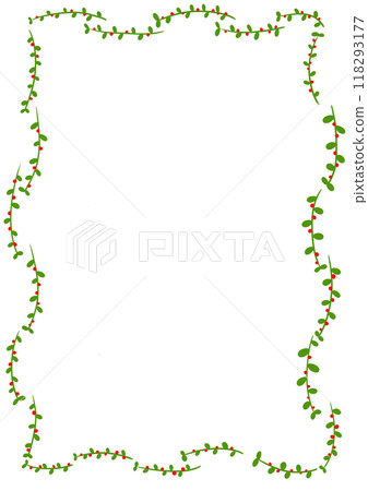 A4 paper frame green leaves with red flowers A4 paper frame green leaves with red flowers 118293177