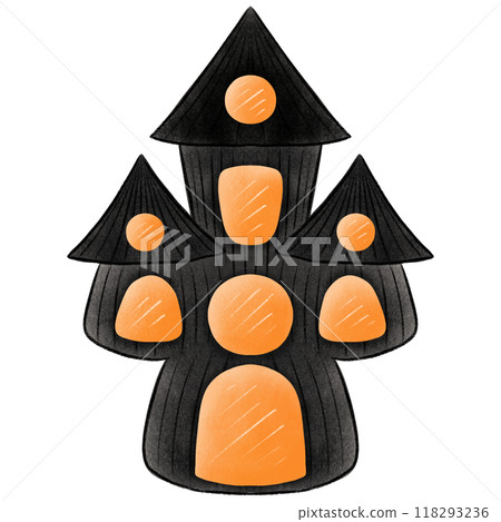 Hand drawn halloween castle Happy Halloween day set of elements Hand drawn halloween castle Happy Halloween day set of elements 118293236