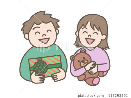 Children happy to receive presents 118293561