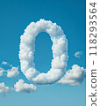 White clouds in the thin strokes in the form of the number 0 zero 118293564