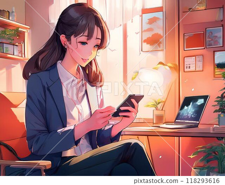 A businesswoman updating her work social media account on her smartphone A businesswoman updating her work social media account on her smartphone 118293616