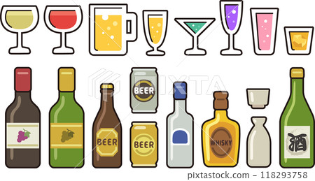 各種類型的酒精插圖集 118293758