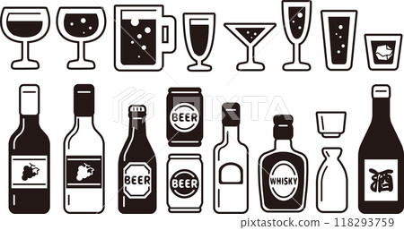 Various types of alcohol illustration set Various types of alcohol illustration set 118293759