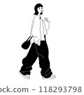 Vector line drawing of a fashionable woman 118293798