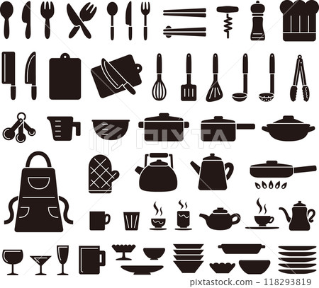 Cute kitchen tool icon illustration set 118293819