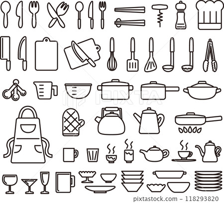 Cute kitchen tool icon illustration set 118293820