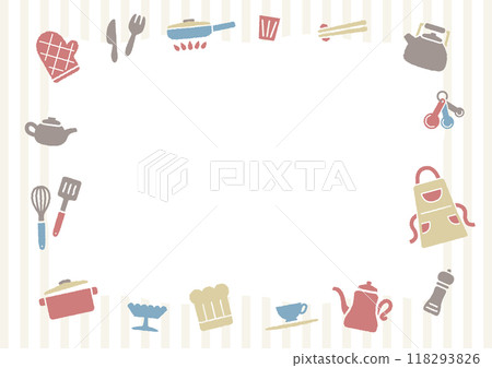 可愛廚房工具的插圖背景框架 118293826