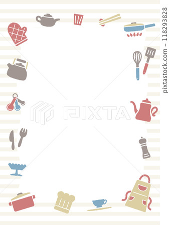 可愛廚房工具的插圖背景框架 118293828