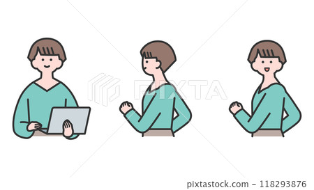 女人走路/女人打開筆記型電腦/變化 女人走路/女人打開筆記型電腦/變化 118293876