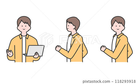 A man holding an open laptop A man holding an open laptop 118293918