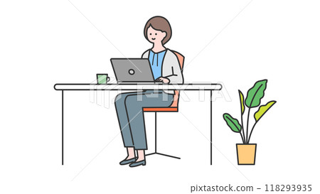 一位女士在筆記型電腦上工作 一位女士在筆記型電腦上工作 118293935