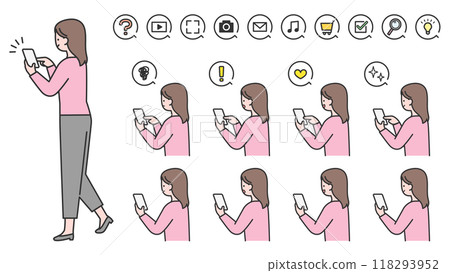 Woman operating a smartphone variation 118293952