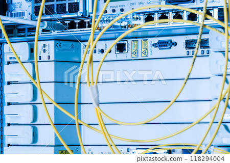 server switch and fiber optic cables 118294004