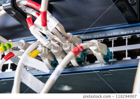 ethernet cables connected to server switch ethernet cables connected to server switch 118294007