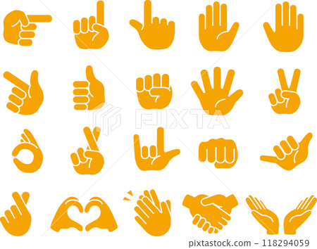 Simple hand sign mark set illustration - Stock Illustration [118294059 ...
