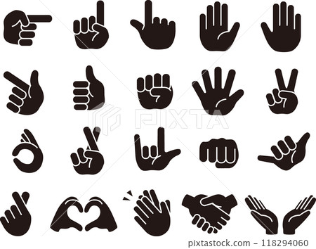 Simple hand sign mark set illustration Simple hand sign mark set illustration 118294060
