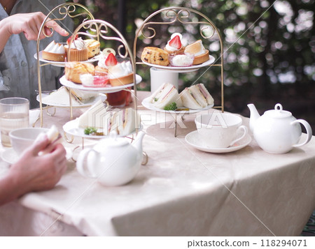 Afternoon tea in the garden Afternoon tea in the garden 118294071