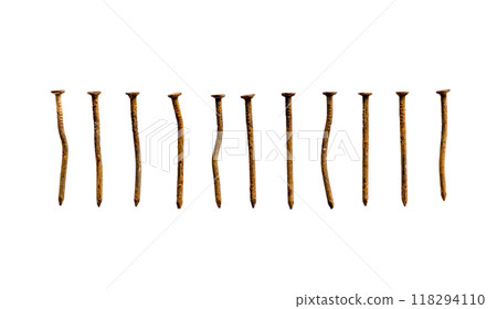 Old rusty nails isolated on white background Old rusty nails isolated on white background 118294110
