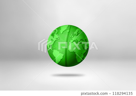 Green leaf world globe isolated on white background. Environmental protection symbol 118294135